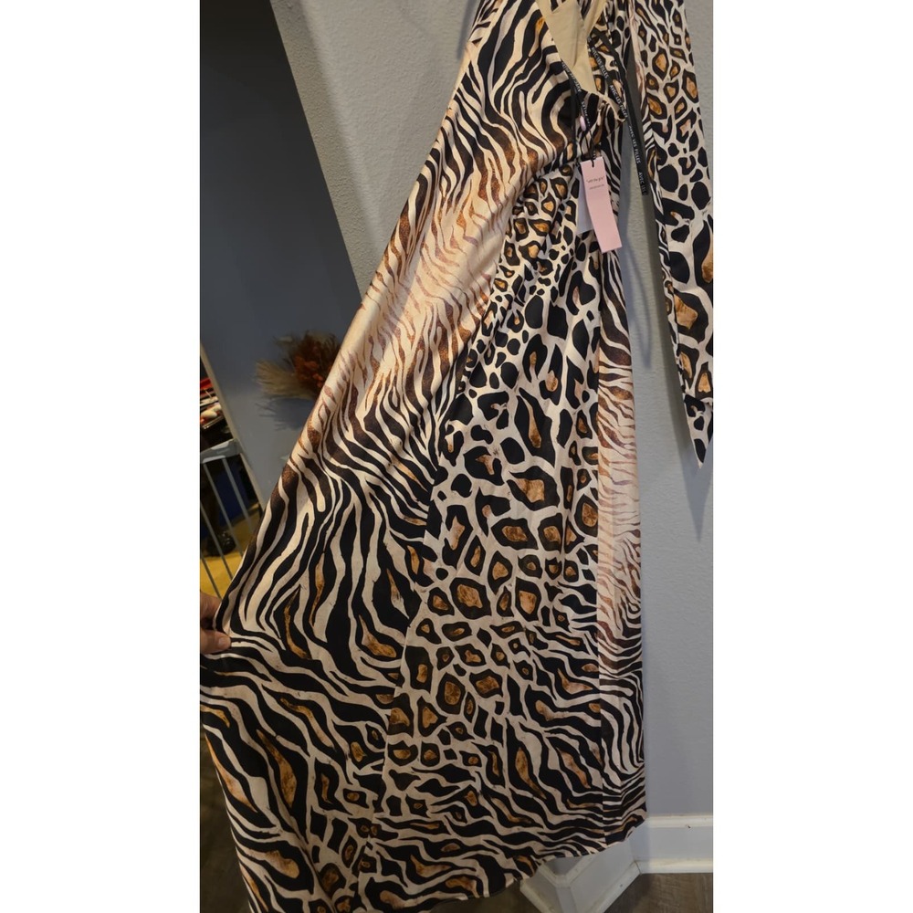 Avec Les Filles Animal Print Halter Maxi Dress Leopard Zebra Tiger Gown 8 - Picture 14 of 16